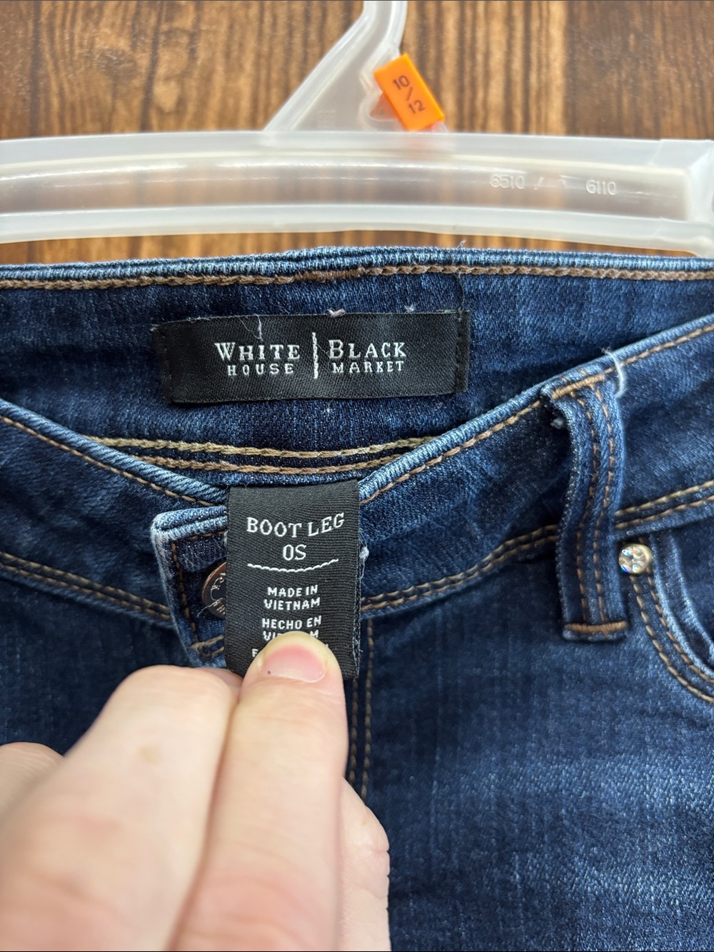 White House Black Market Dark Blue Flare Jeans - Picture 2 of 6
